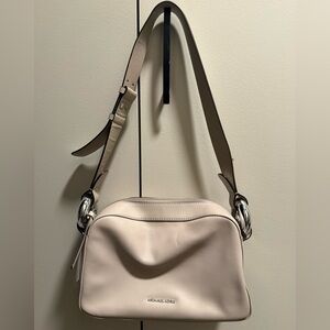 Michael Kors Light Cream Leather Shoulder Bag with Silver Hardware